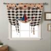 Stars Tie Up Curtain for Kitchen Adjustable Balloon Window Shade 45 Inch Length Independence Day American Flag Black White Plaid Rod Pocket Curtain Drape for Bedroom Living Room 52"x45" Valance view 1
