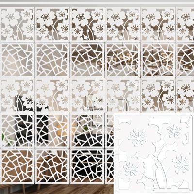 Hanging Room Divider Panel, Waterproof Wood Plastic Partitions Panel, Wall Dividers Room Decoration, for Living Room Bedroom Home Office Decoration (Color : B, Size : 12pcs)