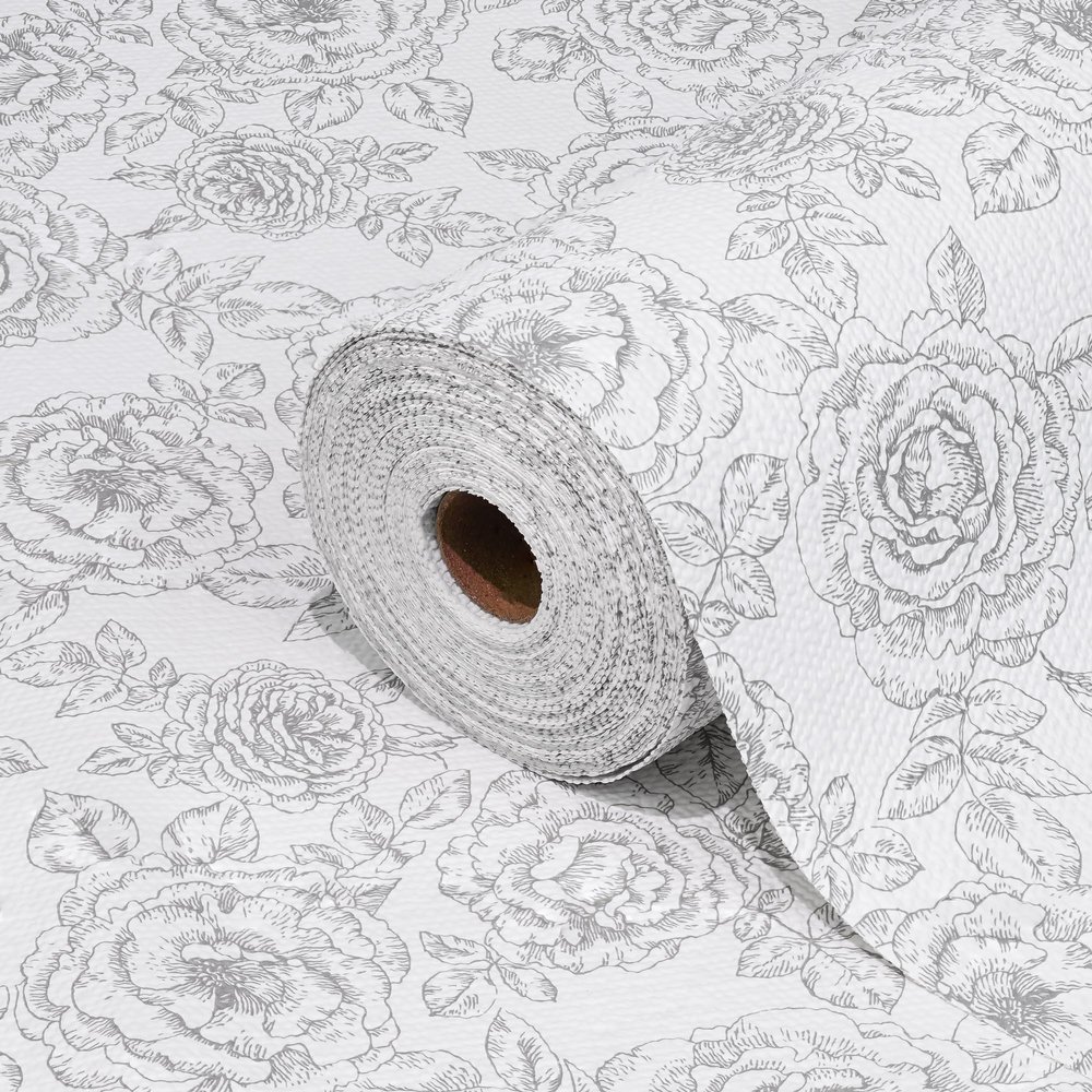 GOPAS Drawer and Shelf Liner for Kitchen Cabinets Non-Adhesive Cabinet Liners for Shelves Strong Grip Non Slip Waterproof Cupboard Liner for Dresser Refrigerator, Bathroom, Flower,17.5IN X 10FT