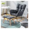 WIGSELBL Nursery Rocking Chair Upholstered Glider Rocker Rocking Accent Chair with Footstool,Velvet Relaxing Recliner High Back Armchairs for Living Room Bedroom (Color : Gray-1) view 1