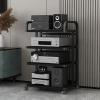 Movable 3/4/5 Tier AV Media Stand Corner Shelf Adjustable Storage Rack Floor-Standing Multi-Function Shelf Cabinet Component Cabinet Stereo Audio Rack Stand Tower Perfect for Home/Office/DJ/Theater ( view 1