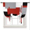 Abstract Tie Up Curtain for Kitchen Adjustable Balloon Window Shade 63 Inch Length Modern Abstract Art Red Grey White Color Blocks Rod Pocket Curtain Drape for Bedroom Living Room 46"x63" Valance view 1