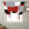 Abstract Tie Up Curtain for Kitchen Adjustable Balloon Window Shade 63 Inch Length Modern Abstract Art Red Grey White Color Blocks Rod Pocket Curtain Drape for Bedroom Living Room 46"x63" Valance view 2