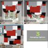 Abstract Tie Up Curtain for Kitchen Adjustable Balloon Window Shade 63 Inch Length Modern Abstract Art Red Grey White Color Blocks Rod Pocket Curtain Drape for Bedroom Living Room 46"x63" Valance view 4