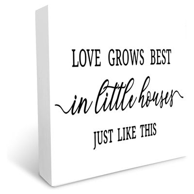 Love Grows Best In Little Houses Just Like This Decor Sign,Printed Wood Wall Art Sign,Funny Home Signs Decor,Wood Box Sign Home Decorative,Rustic Farmhouse Wood Sign Decor Wall Art 5 x 5 inch