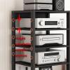 3/4/5 Tier Audio Rack CD Media Player Stand Audio/Video Component Cabinet Floor-Standing Movable Storage Shelf, Wooden Corner Component Cabinet Stereo Audio Rack with Wheels for Home/Office/Theater ( view 3