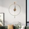 FFanhia Classical Large Decorative Wall Clock with Pendulum, Modern Round Non-Ticking Silent Metal Wall Clock for Living Room, Bedroom, Study, Office, 23.6" (Gold) view 2