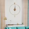 FFanhia Classical Large Decorative Wall Clock with Pendulum, Modern Round Non-Ticking Silent Metal Wall Clock for Living Room, Bedroom, Study, Office, 23.6" (Gold) view 4