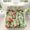King Fitted Sheet, Ultra Soft Smooth Bed Sheets Set - Deep Pockets 16" - 4 Piece Set 1 Fitted Sheet, 1 Flat Sheet and 2 Pillowcases, Simple Geometric Flowers Bedding for Adult Childrengreen view 1