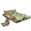 King Fitted Sheet, Ultra Soft Smooth Bed Sheets Set - Deep Pockets 16" - 4 Piece Set 1 Fitted Sheet, 1 Flat Sheet and 2 Pillowcases, Simple Geometric Flowers Bedding for Adult Childrengreen view 2