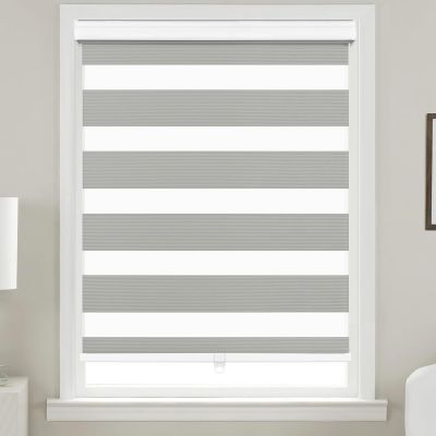 Allbright Cordless Free Stop Zebra Window Blinds 42" W64" H, Dual Layer Roller Shade Room Darkening Sheer Shades, Light Filtering Window Shades, Easy to Install White