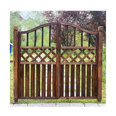 GRRICEPL Carbonised Vintage Wooden Doors, Flush Door Fence, Garden Half Waist Door, Wooden Pet Gate, Freestanding Wood Fence Partition, Customizable Size (Color : Brown-A, Size : 120X99CM)