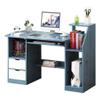 Wooden Writing Computer Desk Multifunction PC Desk Home Study Desk with Storage Bookshelf, Easy to Assemble Writing Workstation for Home Office (Color : Blue) view 1