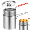 Deep Fat Fryer Set with Strainer Basket and Extended Handle, Mini Stainless Steel Deep Fryer Pot Food Grade Outdoor Fryer with Lid Portable Food Cooking Pot for Frying Fish Shrimp Chicken Fries view 1