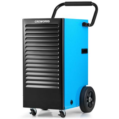 CREWORKS 180 PPD Commercial Dehumidifier, 180 Pint Dehumidifier for Basement with Wheels Drain Hose, Portable Professional Basement Dehumidification with Auto Defrost Display Panel