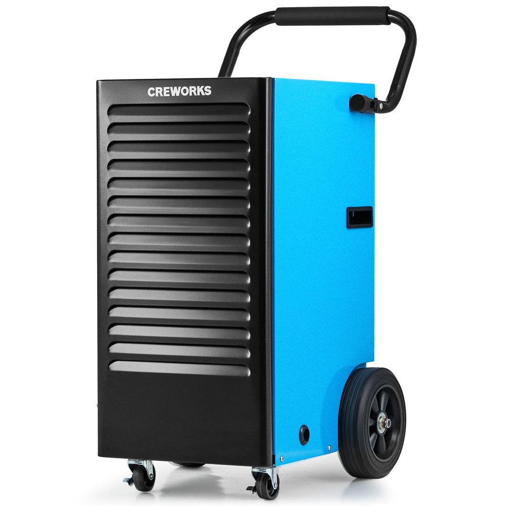 CREWORKS 180 PPD Commercial Dehumidifier, 180 Pint Dehumidifier for Basement with Wheels Drain Hose, Portable Professional Basement Dehumidification with Auto Defrost Display Panel