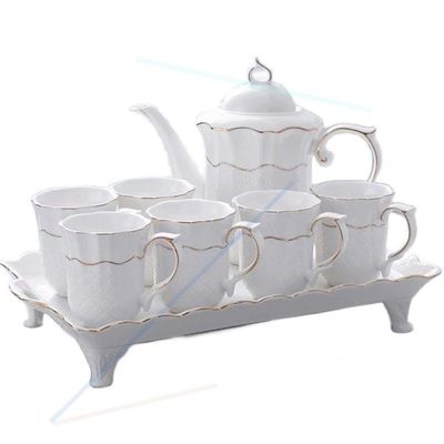 CUTPOIY Tea Set Set Household Living Room Nordic Ceramic Family Simple Teapot and Cup Set