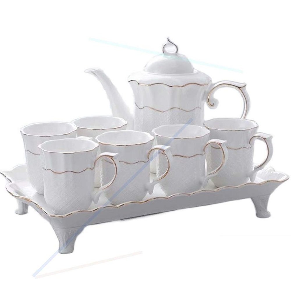 CUTPOIY Tea Set Set Household Living Room Nordic Ceramic Family Simple Teapot and Cup Set
