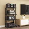 4-Tier AV Media Stand Corner Entertainment Center Modern Stereo Components Cabinet Audio Rack CD Player Stand Tower with Wooden Shelves for Home/Office/Theater, Black view 1