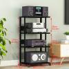 4-Tier AV Media Stand Corner Entertainment Center Modern Stereo Components Cabinet Audio Rack CD Player Stand Tower with Wooden Shelves for Home/Office/Theater, Black view 2