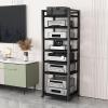 5/6/7/8-Tier Audio Video Media Stand, Modern AV Cabinet, CD Rack Entertainment Stereo Component Organizer Home Office Multifunction Movable Storage Cart with Wheels (Color : 7-Tier) view 1