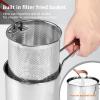 Deep Fat Fryer Set with Strainer Basket and Extended Handle, Mini Stainless Steel Deep Fryer Pot Food Grade Outdoor Fryer with Lid Portable Food Cooking Pot for Frying Fish Shrimp Chicken Fries view 3