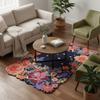 Handmade Floral Irregular Wool Area Rug | Vibrant Multicoloured Garden Flowers on Navy Background, Soft Plush, Durable & Thick | Perfect for Living Room, Bedroom Decor (Navy, 2.6' x 12') view 3