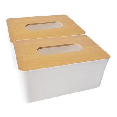 PRETYZOOM Large Capacity Wooden Tissue Box Cover Rectangular Holder Lid Storage Box for Napkins Perfect for Home Office