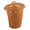 MAGICLULU Woven Laundry Basket with Lid Decorative Storage Organizer for Sundries Compact Round Design for Bathroom Kitchen and Bedroom Use Imitation Rattan Material view 1