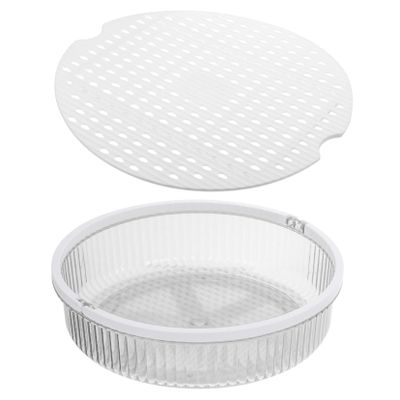 GALPADA Rotating Turntable Organizer for Condiments and Fruits Easy-clean Drain Tray with Handle Versatile Kitchen Storage for and Organization