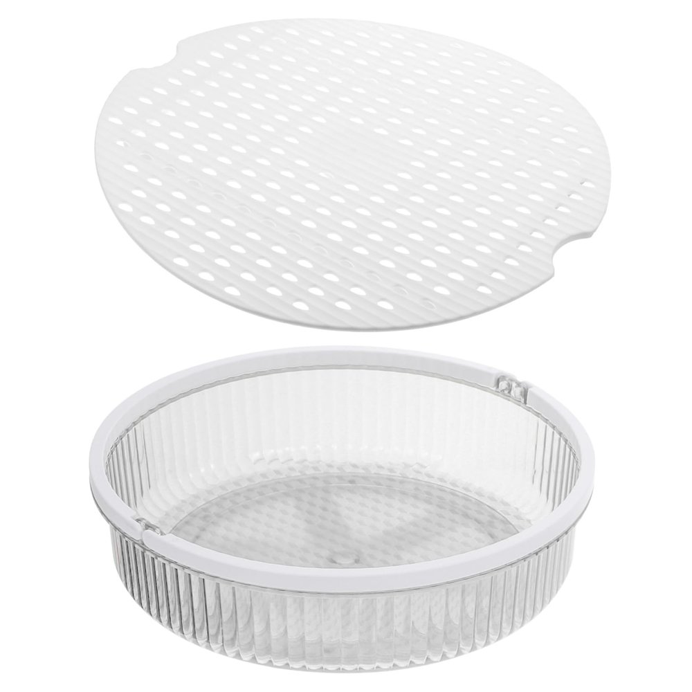 GALPADA Rotating Turntable Organizer for Condiments and Fruits Easy-clean Drain Tray with Handle Versatile Kitchen Storage for and Organization
