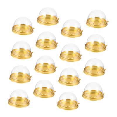 HOLIDYOYO 150pcs Transparent Dessert Wrapping Box Round Cake Holder for Moon Cakes Secure Buckle Design for Home Bakery Packing and Gifting