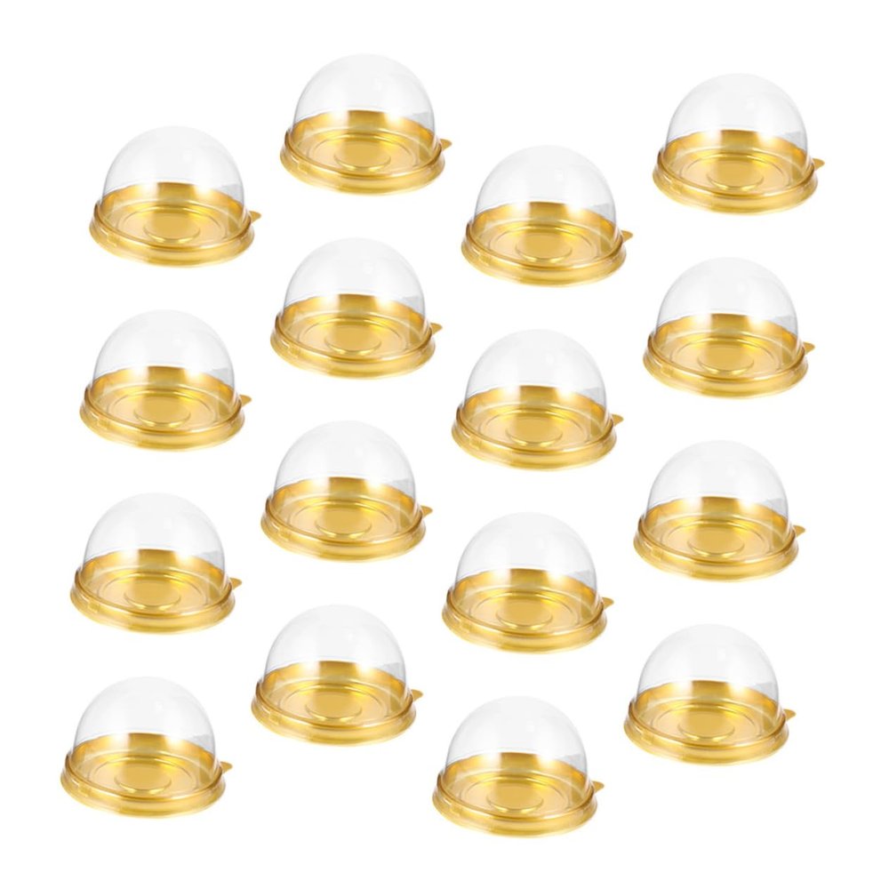 HOLIDYOYO 150pcs Transparent Dessert Wrapping Box Round Cake Holder for Moon Cakes Secure Buckle Design for Home Bakery Packing and Gifting