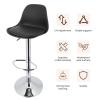 cadciehe Bar Stools Set of 2, Faux Leather Counter Barstools with Back & Footrest, Height Adjustable Swivel Bar Chairs, Modern Armless Kitchen Island Stool Black view 3