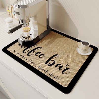 Supercap  Diatomite Kitchen Dish Drying Mat | Super Absorbent Dish Drying Pad for Kitchen | Coffee Mat Heat Resistant Mat with Anti-slip Rubber Backed 24"x16"