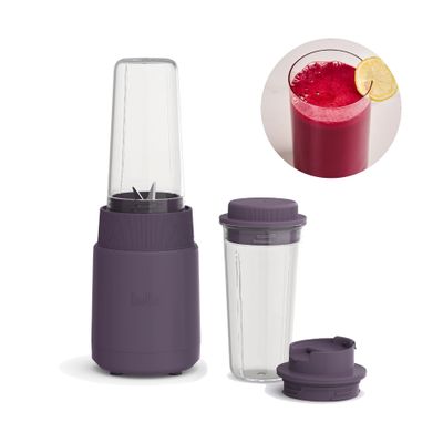 bella 6 Pcs Portable Rocket Blender, Juicer & Smoothie Maker, Press & Twist Design, EverGood & BPA Free Dishwasher Safe Parts, 4 Tip Stainless Steel Blade, Cord Wrap, 240 Watt Motor, Plum