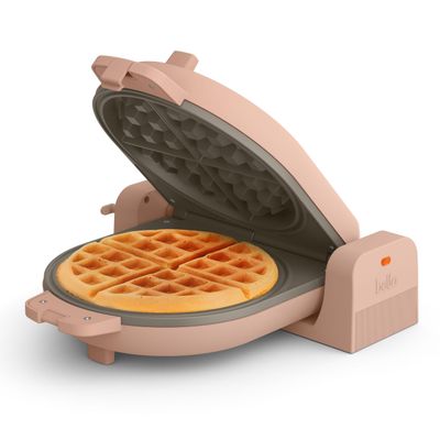bella Flip-n-Store Waffle Maker with EverGood Ceramic Nonstick Coating, Fits-anywhere Kitchenware, Power Indicator Light, Cool Touch Handle & Cord Wrap, 7 Wide & 1" Deep Plates, 1000 Watt, Blossom