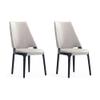 Manhattan Comfort Kara Modern Dining Chairs, Leatherette & Velvet Upholstery, Solid Beech Wood Frame, Commercial Grade, Fully Assembled Kitchen Furniture, Set of 2, Light Grey view 1