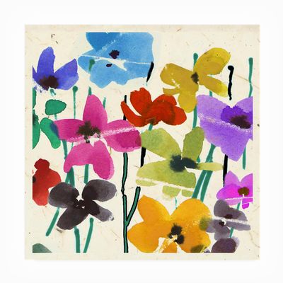 Trademark Fine Art Outdoor Canvas Art - Jenny Frean 'Inky Flowers' Wall Art for Outdoor Spaces, Patios, or Gardens