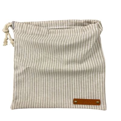 Bread Bags, Rustic White Stripe Linen, Personalized Gifts for Homemade Sourdough, Reusable For Produce, Food Storage Made USA, Baker Gift - Select Size and Fabric