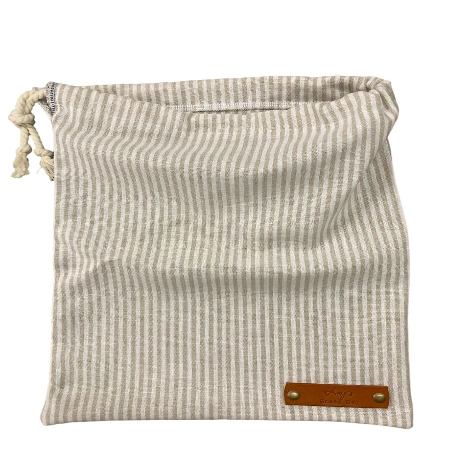 Bread Bags, Rustic White Stripe Linen, Personalized Gifts for Homemade Sourdough, Reusable For Produce, Food Storage Made USA, Baker Gift - Select Size and Fabric
