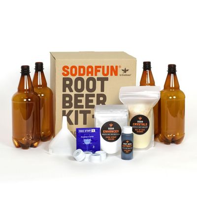 SodaFun w/Bottles - Make Classic Root Beer Soda at Home - Complete Starter Kit, Equipment and Supplies - Makes 1 Gallon