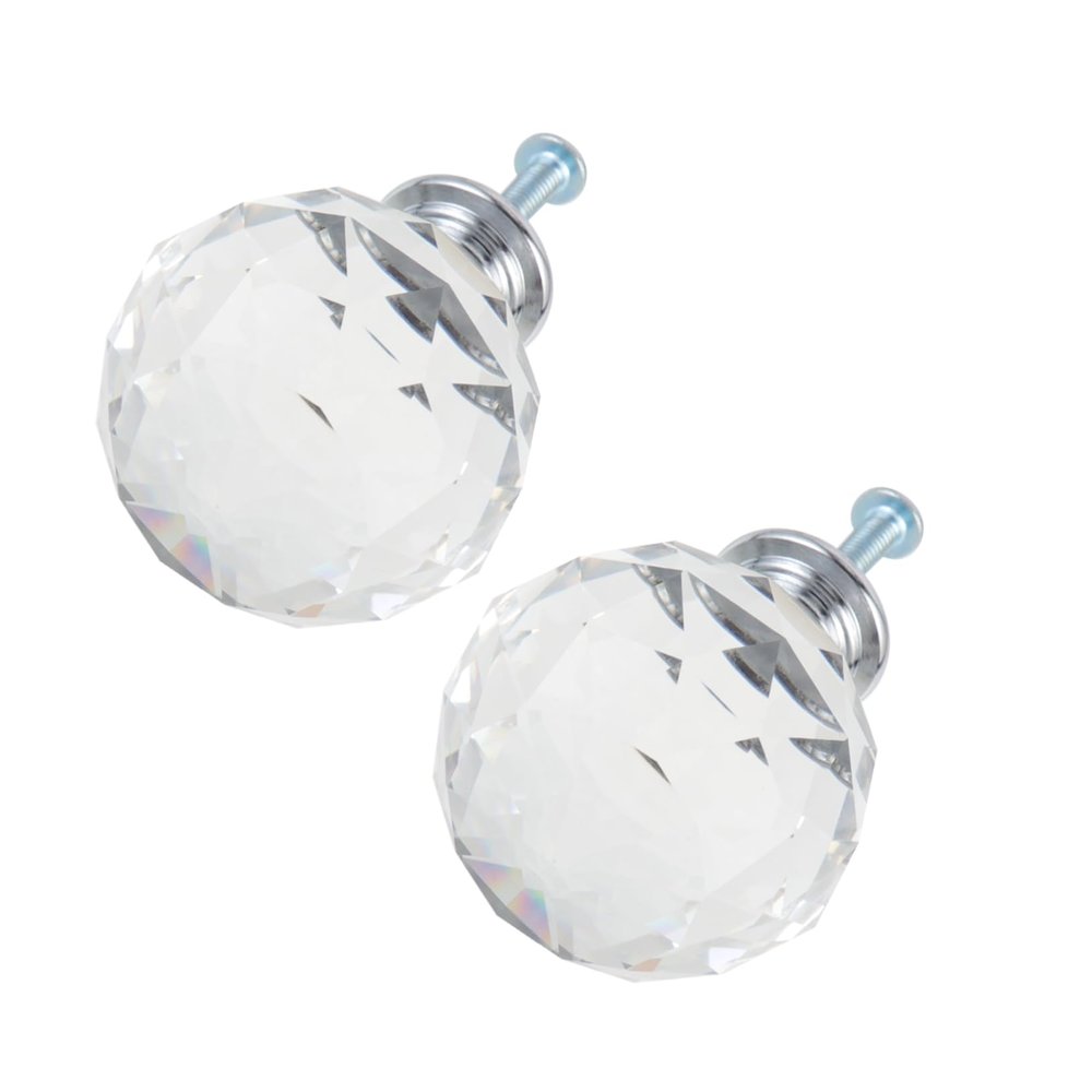 XlyCjkb Door knobs,Drawer knobs, 2pcs Cabinet Crystal Diamond Door knob Glass Decor Black Door Interior Door Cabinet knobs Dresser knobs Clear knobs, Transparent
