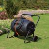Kitchen Compost Bin, Compost Tumbler Bin with Wheels and Handle, Mobile Heavy Duty Rotating Outdoor Organic Compost Bin Tumbling Mixer Composter for Kitchen Waste & Garden Clippings, Large 190L/50 Gal view 4