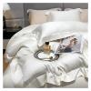 Bed, Super Soft Silkly Jacquard King Size Bedding Set Satin High-end Duvet Cover Set Double Bed Quilt Cover with Pillowcase view 3