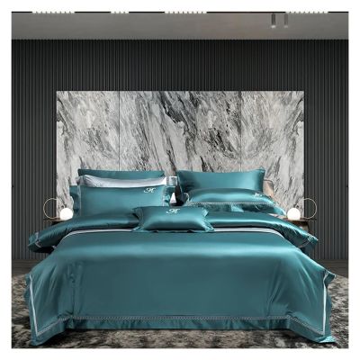 Bed, 4Pieces Queen King Size Bedding Set 1400TC Egyptian Cotton Embroidery bedlinen Bedsheet Set Duvet Cover Pillowcase