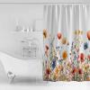 Orange Floral Shower Curtain Set with Hook 72"x72",Washable Cloth Polyester Fabric Shower+Curtain,Waterproof Bath Curtains for Bathroom,Showers,Bathtubs Watercolor Wildflower Botanical Herbs view 2
