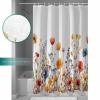 Orange Floral Shower Curtain Set with Hook 72"x72",Washable Cloth Polyester Fabric Shower+Curtain,Waterproof Bath Curtains for Bathroom,Showers,Bathtubs Watercolor Wildflower Botanical Herbs view 3