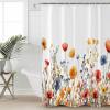 Orange Floral Shower Curtain Set with Hook 72"x72",Washable Cloth Polyester Fabric Shower+Curtain,Waterproof Bath Curtains for Bathroom,Showers,Bathtubs Watercolor Wildflower Botanical Herbs view 4
