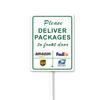 SRongmao Delivery Sign for Delivery Driver, Package Delivery Sign for Home, Please Deliver All Packages To Front Door, Metal Yard Sign with Stake Indoor Outdoor Signs for Home Garden Lawn 8X12Inch view 1